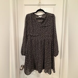 Calie Paris Floral Boho Mini Dress Black & Tan Size 40 (US 8)